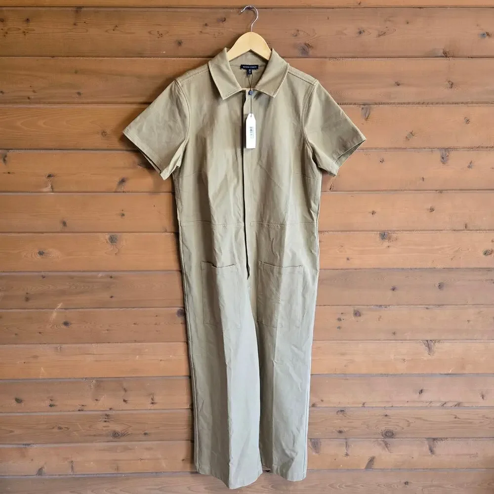 Universal Standard Jumpsuit Kate Twill Vintage Khaki NWT XS 10-12 Snap Boho Top - Picture 2 of 6